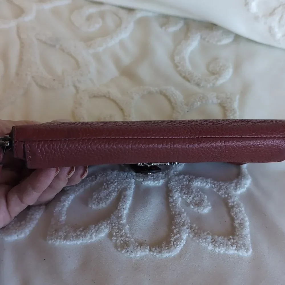 Coach Noa Pop Up Burgundy Maroon Pebbled Leather Wristlet/ Clutch Wallet